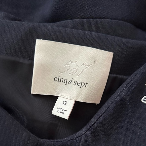 Cinq a Sept Dara Bustier Floral Embroidered Mini Dress in Navy Blue Sz 12 - Picture 10 of 10